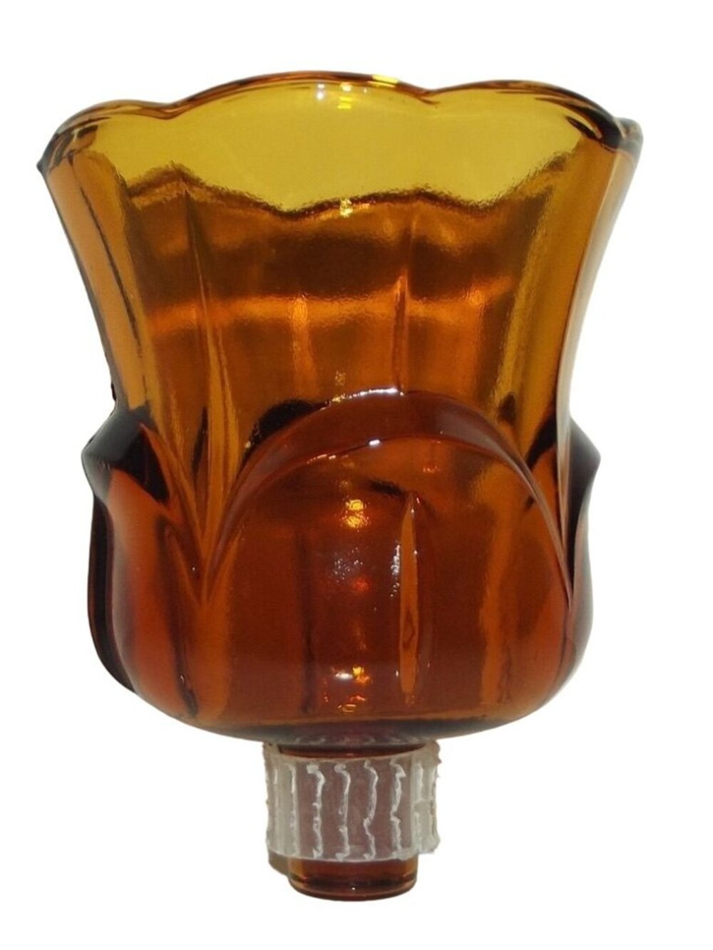 Glass Votive Cup Candle Holder Gold Amber Scalloped Tulip 2-7/8"